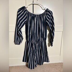 Navy and White Striped Romper Miss Molly Woman Size M New